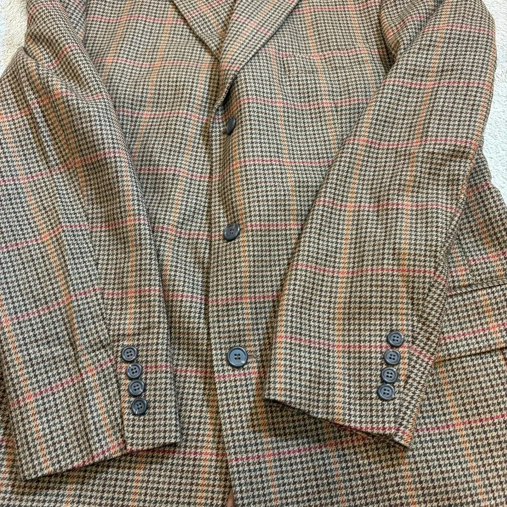 J.‎ Crew Oarsman Brown Plaid Wool Tweed Blazer Jacket 44L Made Italy Sport Coat